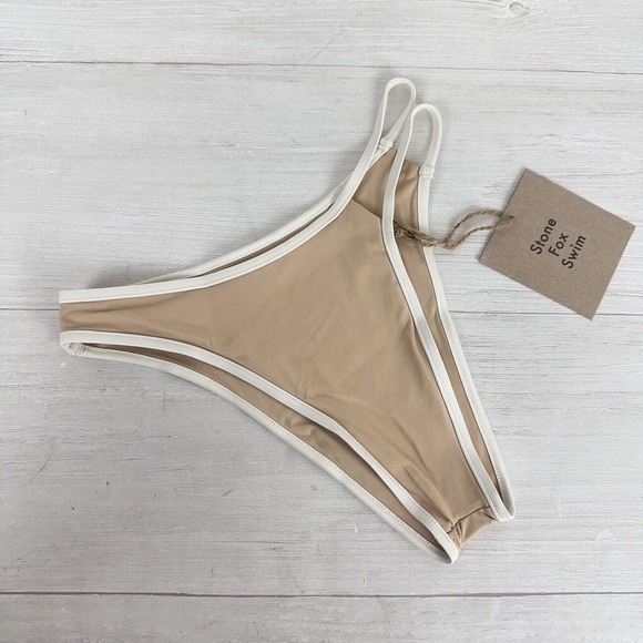 Stone Fox Swim Echo Bikini Bottom Size XS in Frappe Nude Neutral Asymmetric NWT - Picture 15 of 15